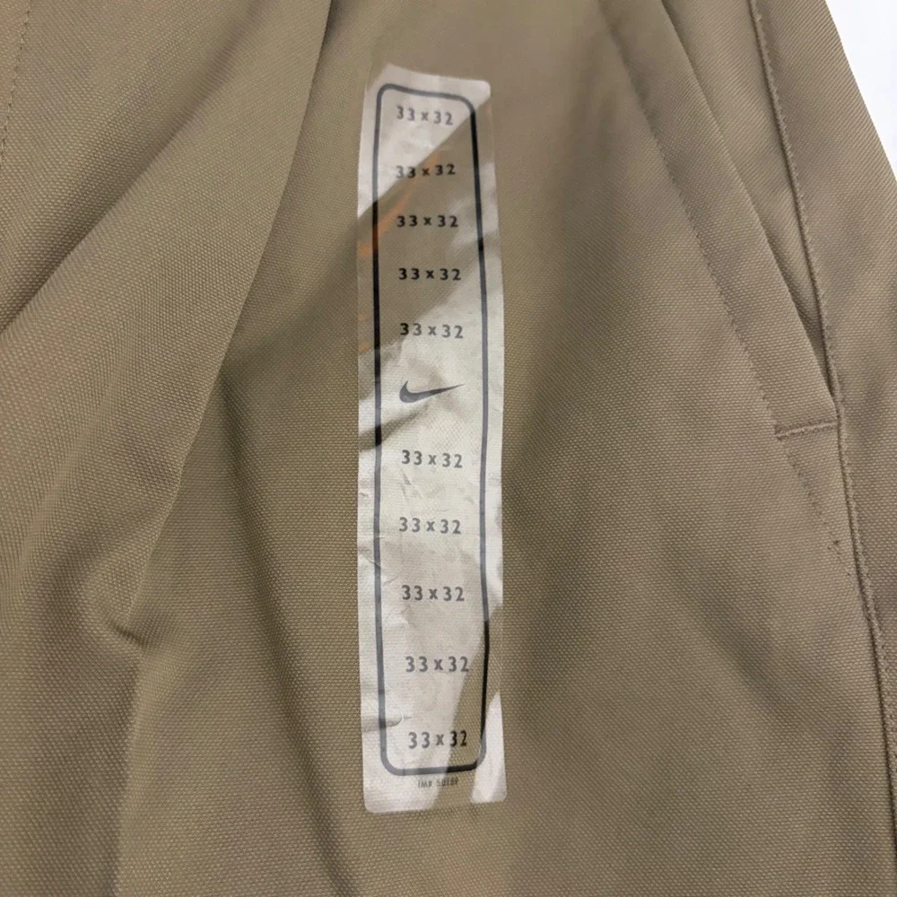Nike Golf Fit Dry Pleated Cuffed Pants Mens 33x32 Brown Khaki Trousers NEW